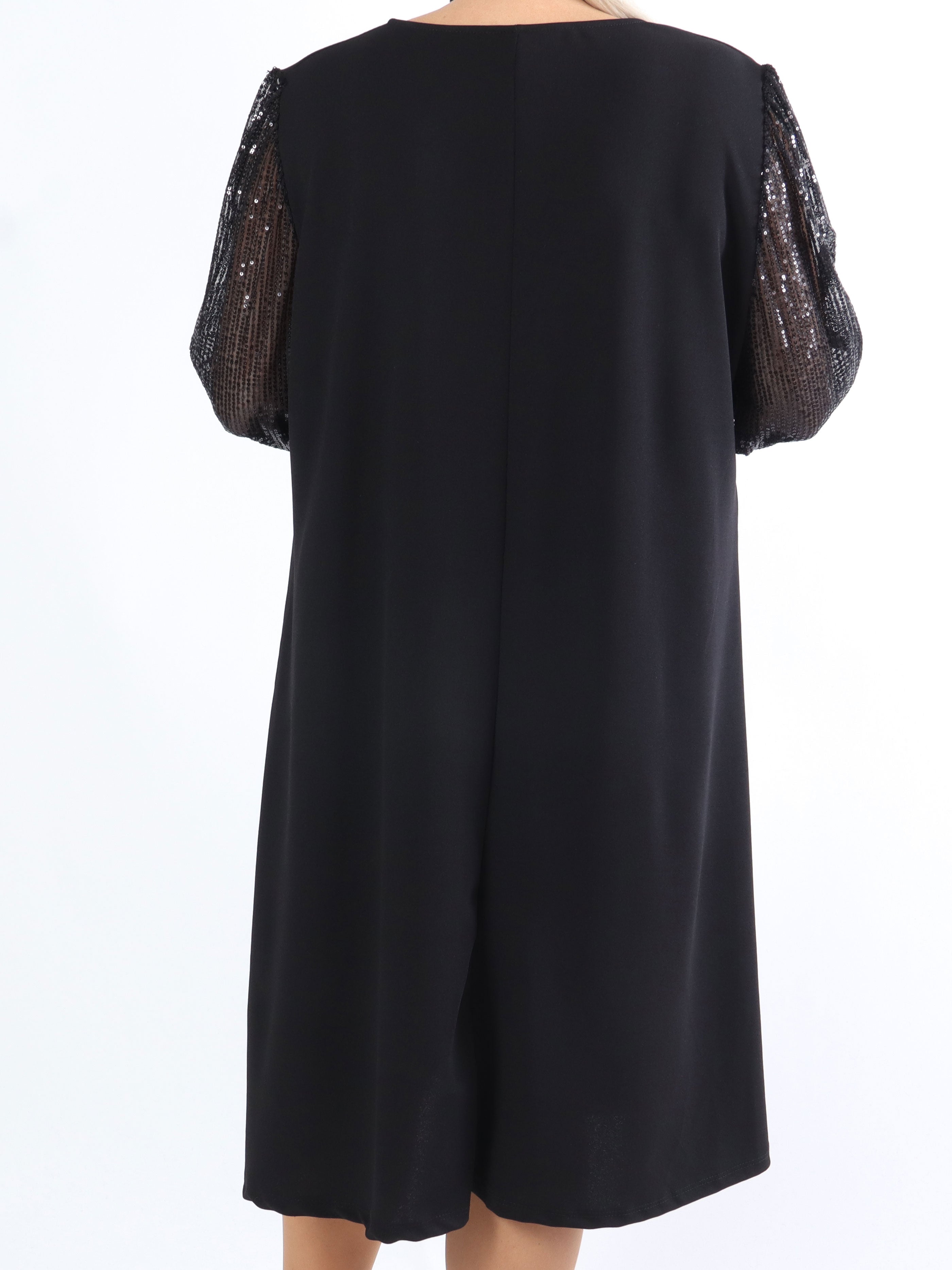 Djamila - Plus size klänning med paljettärmar